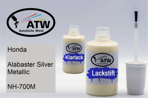 Honda, Alabaster Silver Metallic, NH-700M: 20ml Lackstift + 20ml Klarlack - Set, von ATW Autoteile West.